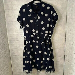 ILE New York Nave with White polkadots Summer Dress Size18 NWT